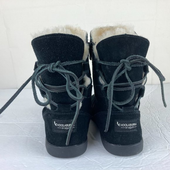Koolaburra By UGG Womens Sz 6 Shazi Black Suede Shearling Mid Calf Boots - Picture 10 of 14